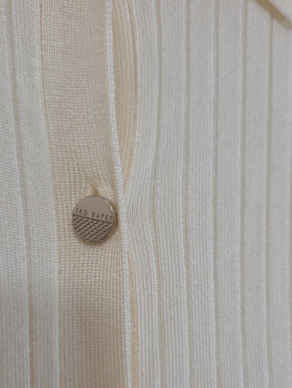 Cream Ribbed Button-Up Knit Cardigan - Picture 2 of 3